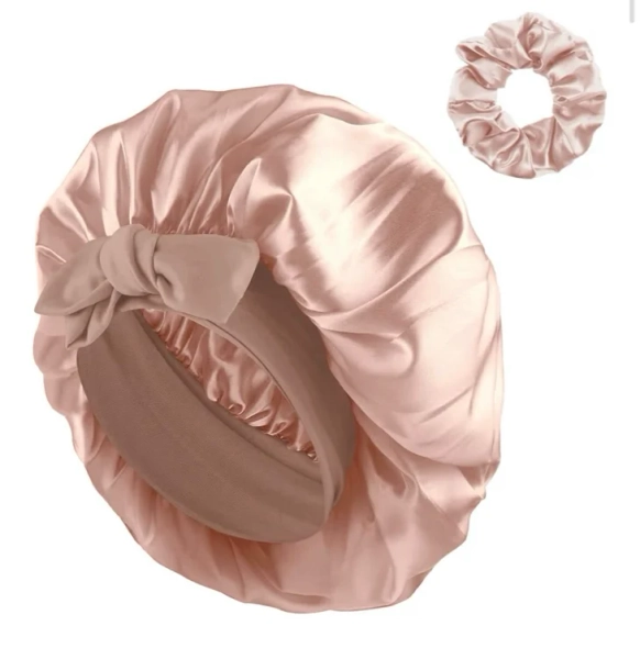 Amazon.com: Satin Bonnet for Women, Silk Hair Bonnet for Sleeping Night Sleeping Cap with Tie Band and Scrunchies, Soft Hair Bonnet for Curly Hair Braid (Champagne) : Beauty & Personal Care