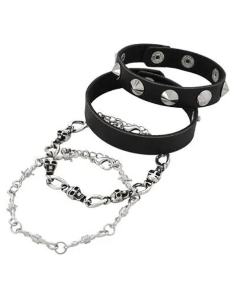 Spencer's 4-Pack Snake Skull Barbed Wire Bracelets
