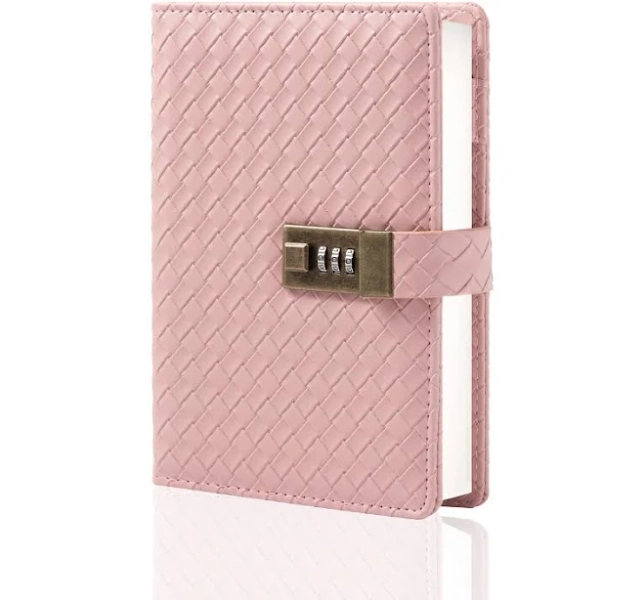 TIEFOSSI B6 Leather Journal Notebook with Combination Lock Travel Refillable Ruled Lined Writing Paper