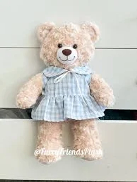 Build-A-Bear Standard plush clothing outfits - blue plaid dress - FX16 - [in-stock]14inch