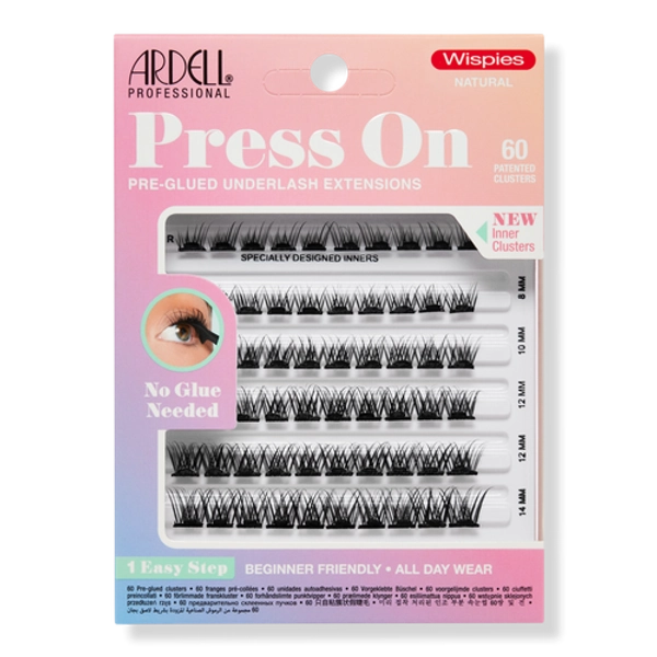 Press On Pre-glued Underlash Extensions, Wispies Natural