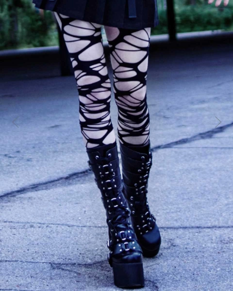 Killstar Svarta Sönderklippta Tights Carved Up