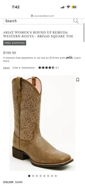 Ariat Women's Round Up Remuda Western Boots - Broad Square Toe