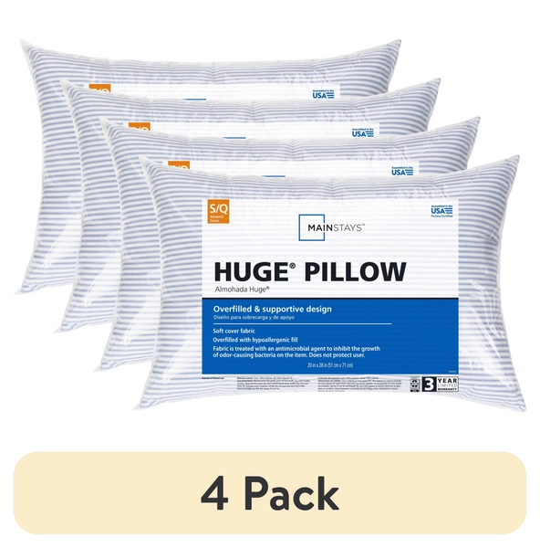 (4 pack) Huge Overfilled Queen Bed Pillow, , by Mainstays