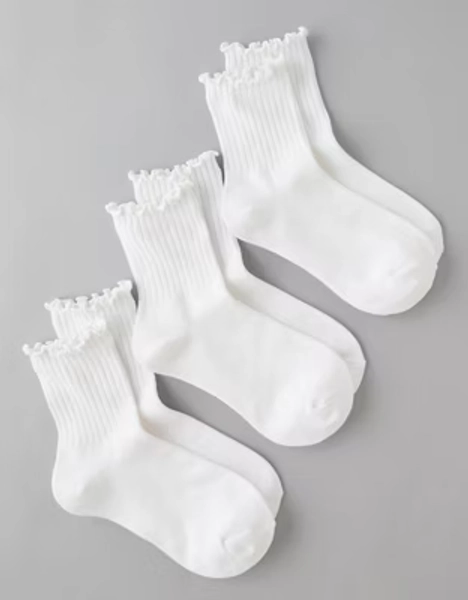 AE Ruffle Cropped Crew Socks 3-Pack