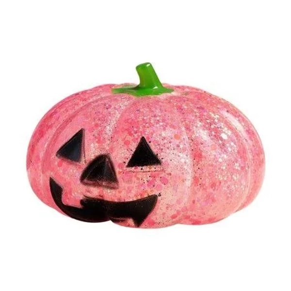 1 Pack Halloween Pumpkin Squishy Box, 2.9 Inch Glitter Stress Relief Squeeze Ball, Mystery Surprise Toy for Halloween Party Favors (Pink), Men's