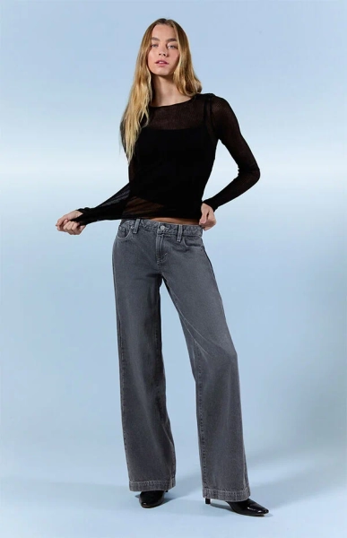 Casey Low Rise Baggy Jeans Gray