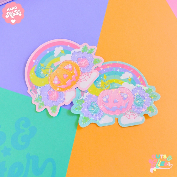Pastel Pumpkin Halloween Holographic Sticker
