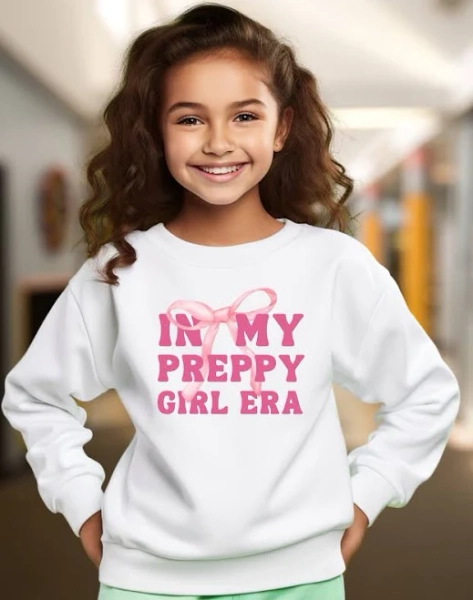 Preppy Girl Era Sweatshirt with Ribbon & Bows