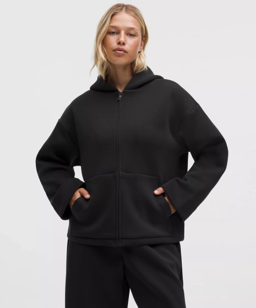 Sleek Spacer Full-Zip Hoodie - Black - XS