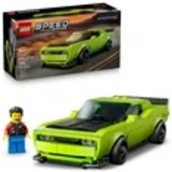 LEGO Speed Champions Dodge Challenger SRT Hellcat Sports Car Toy - Building Set for Learning, Play and Display - Kids Toy for Boys and Girls, Ages 9+ - Birthday Gift Idea for Race Car Fans - 77237, LEGO Dodge Challenger S 77237