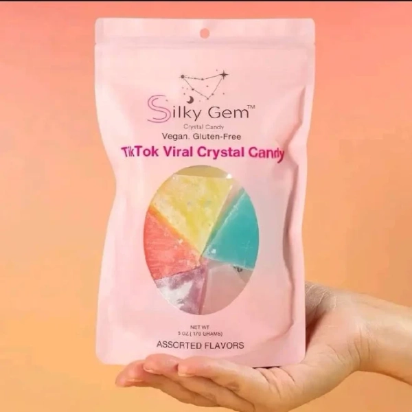 Silky Gem TikTok Viral Silky Gem Crystal Candy 6oz Chewy Fruit Candy Vegan Gluten-Free Assorted Flavors
