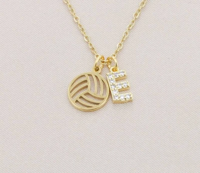 Girls' Volleyball Initial Necklace