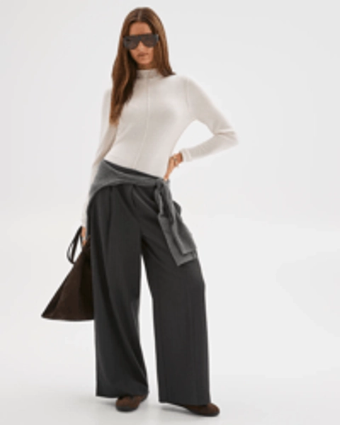 Lily Loves Wide Leg Tailored Pants - Charcoal