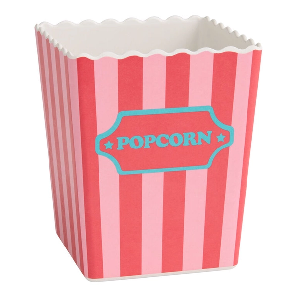 Red and Pink Stripe Bamboo Fiber Popcorn Container