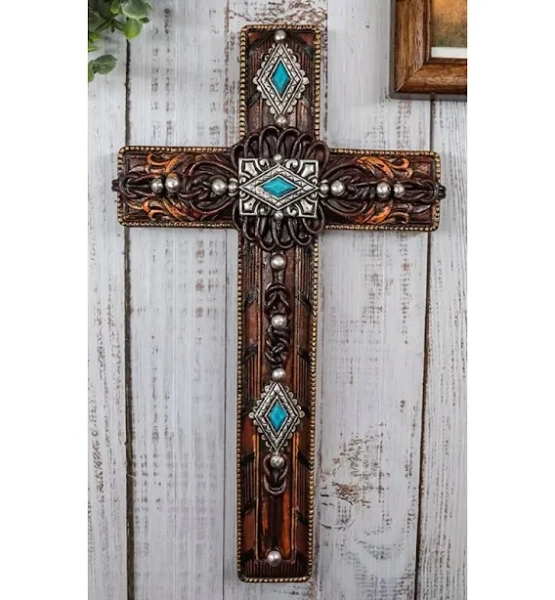 Trinx Western Rustic Wall Cross Decor