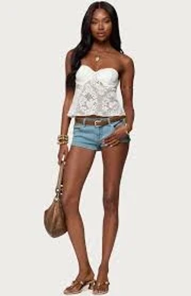 Edikted Jagger Low Rise Denim Shorts