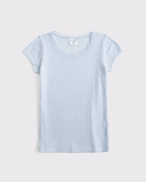 pointelle lace-trim top