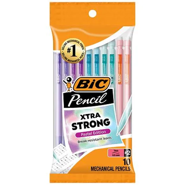 BIC Xtra Strong Pastel Mechanical Pencils with Erasers, Medium Point (0.7mm) - 10.0 ea