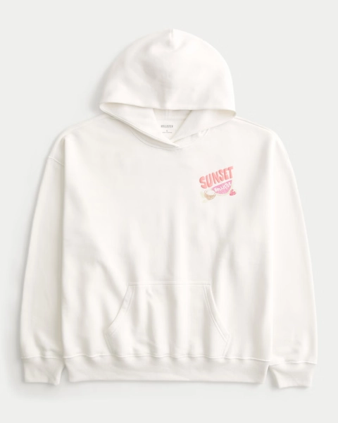 Hollister Feel Good Oversized Logo Graphic Hoodie