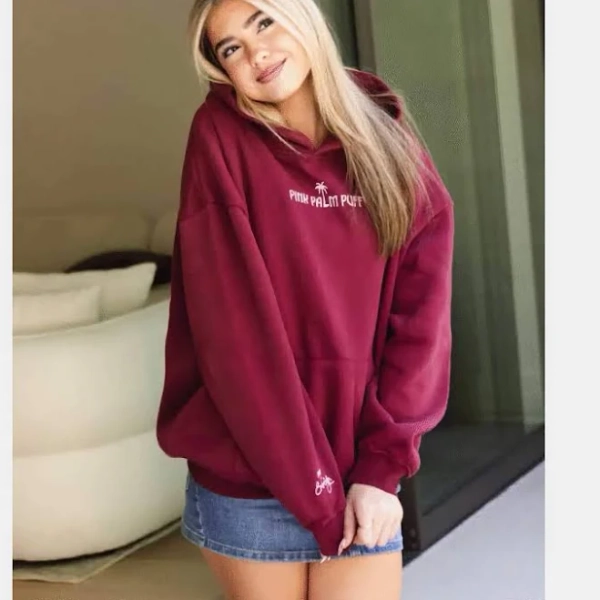 Pink Palm Puff Live in the Moment Oversized Hoodie