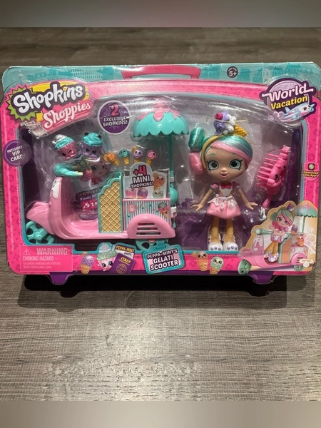 RARE Shopkins Shoppies World Vacation Peppa-Mint Gelati Scooter NIB
