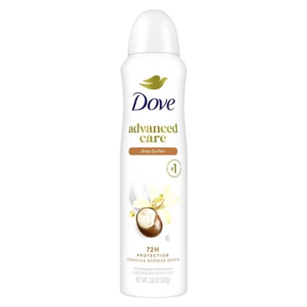 Dove Beauty 72-Hour Advanced Care Dry Deodorant Spray - Shea Butter - 3.8oz: Vegan, For Normal & Sensitive Skin