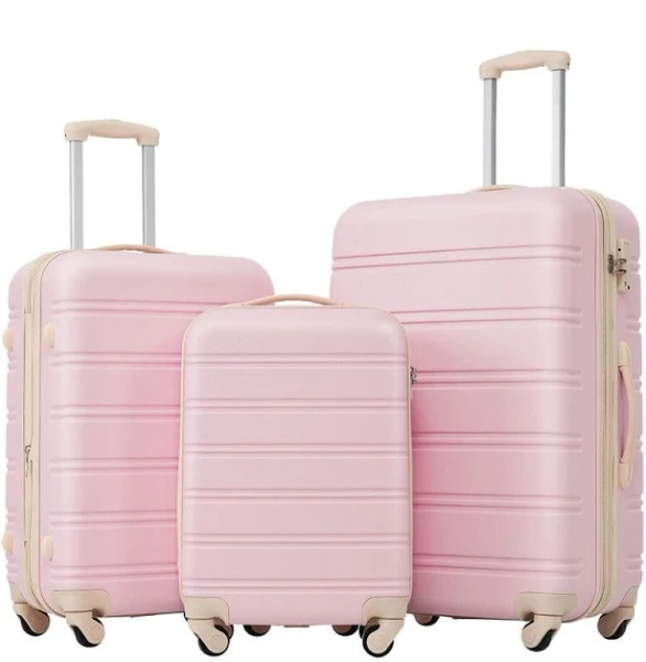 Latitude Run 3-Piece Lightweight Hardshell Luggage Set with Spinner Wheels ABS Suitcase