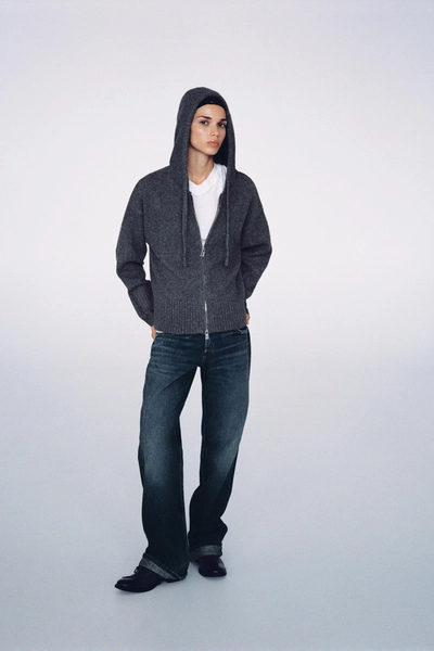 SWEAT EN MAILLE À CAPUCHE - Gris moyen - S
