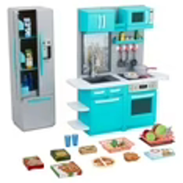 My Life As Full Kitchen Playset with Light & Sound for 18” Doll, Turquoise, New, Ages 5+, 64 items included