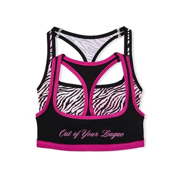 2-Pack Cotton Racerback Bralettes, Print, L - Women's - PINK
