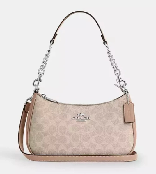 Gold/Walnut/Black Teri Shoulder Bag In Signature Canvas