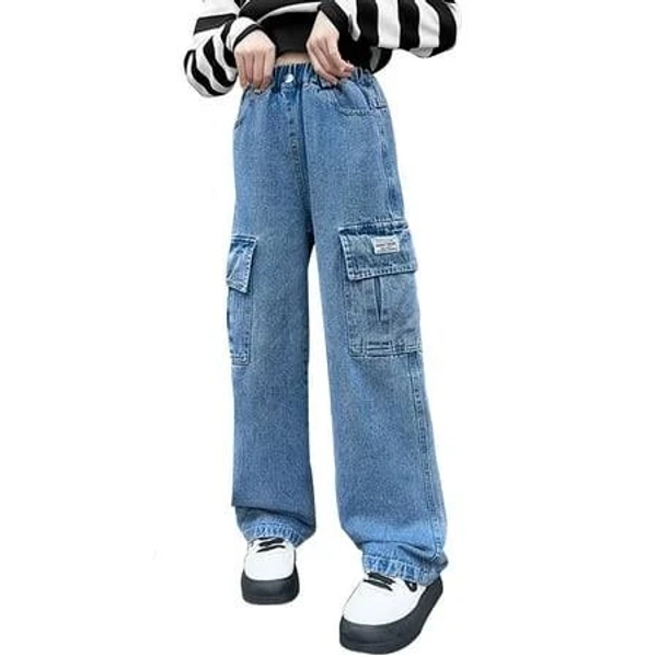 scene kid clothes Girls Jeans Denim High Waisted Wide Leg Pants Kids Jeans Baggy Jeans for Teen Girls Clothes Size 5-14 Years, Girl's, Size: 10-11