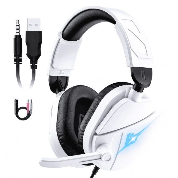 Gaming Headsets with Noise Cancelling Microphone, Xbox One & PS5 PS4 Headphones, High-Quality Stereo Sound, LED Light, Soft Memory Earmuffs for Ultimate Comfort, Wired over-Ear Headset for PC, Laptop - Walmart.com