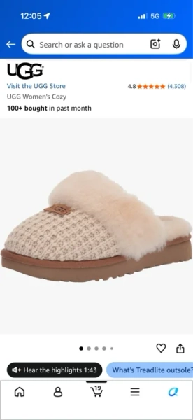 Amazon.com | UGG Women's Cozy Slipper, Cream, 09 | Slippers
