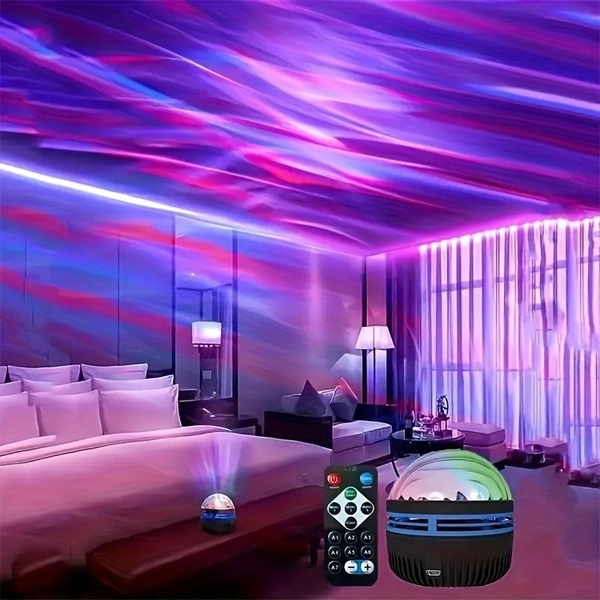 Northern Lights Projector Light, 7 Colors Mode And Remote Control, Multi-Functional Polar Projector Night Light, Bedroom Atmosphere - Black