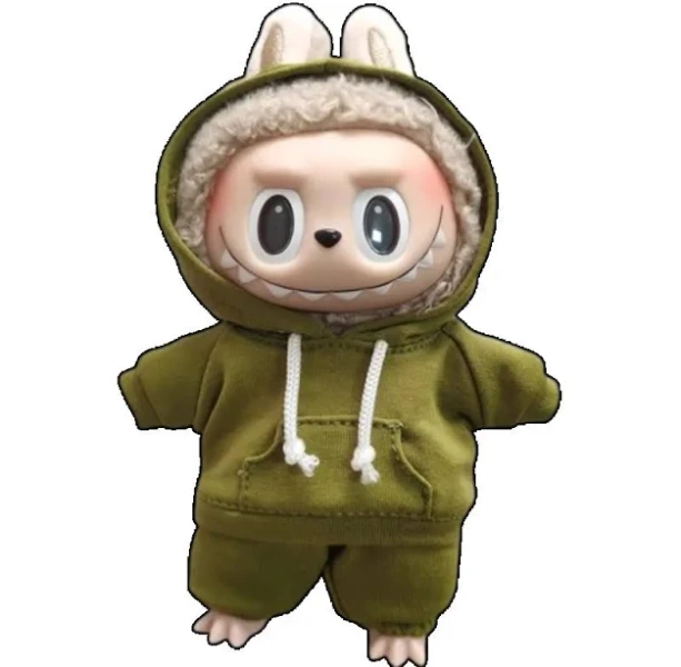 Labubu Hooded Sweatshirt & Pants Set - Trendy 15/17cm Doll Outfit with Kangaroo Pocket Labubu