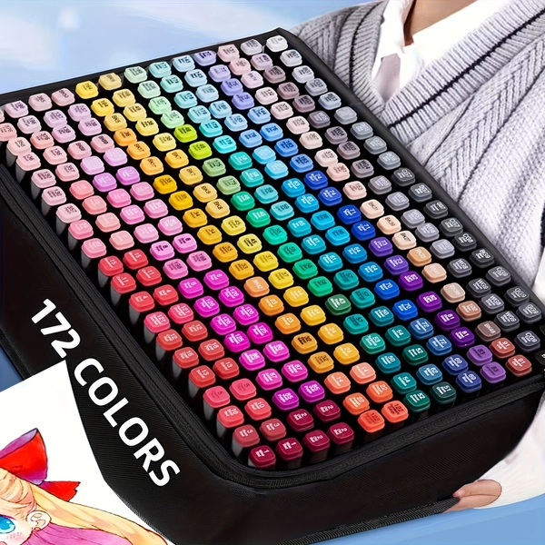 Dual Tip Alcohol Based Art Markers, 172 Colors Alcohol Marker Pens, Art Set Drawing Markers Pen, Perfect For Adult Coloring Books Sketching And Card Making, Teens, Valentine'S Day And Christmas Gifts