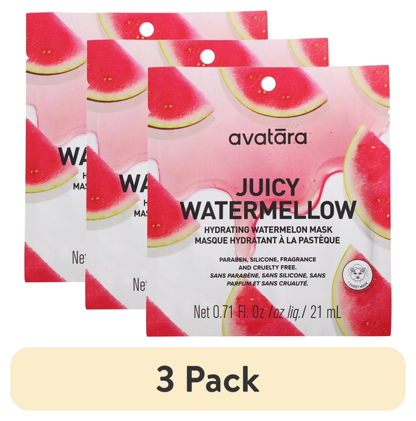 (3 pack) Avatara Juicy Watermellow Hydrating Watermelon Face Mask for All Skin Types, 1 Sheet Mask - Walmart.com