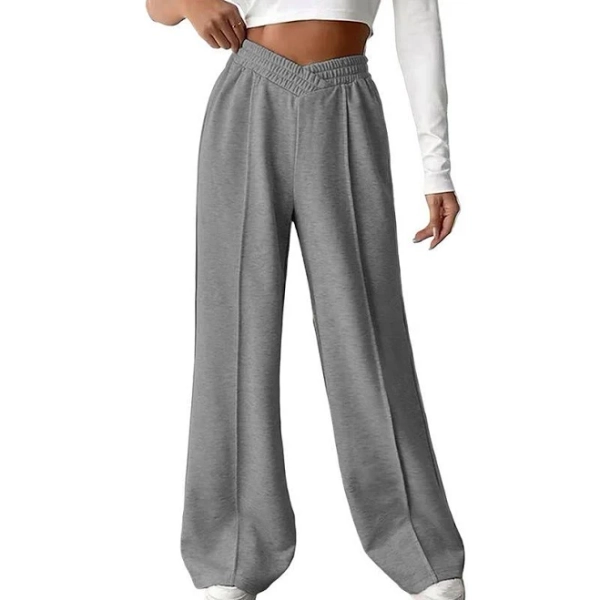 Women Crossover Waist Sweatpants Casual Wide Leg Pants, Women's, Size: Medium, Dark Grey