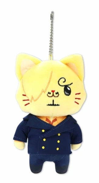 One Piece Sanji with Cat Plush Keychain w/Eyemask Japan official