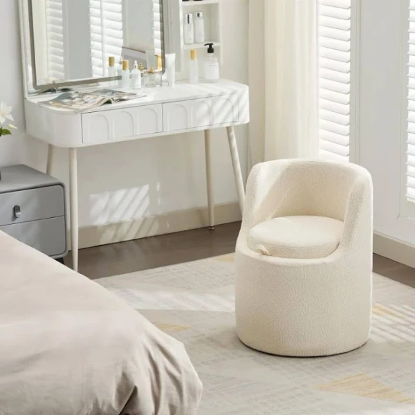 JEAREY Elegant 1-Piece Velvet Makeup Vanity Stool with Storage