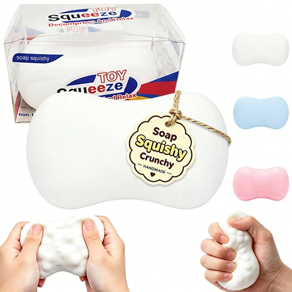 Crunchy Soap Squishy ASMR Stress Ball, Slow Rebound Squeeze Toy | Realistic Soap Squeeze Toy, Soft And Crunchy, Sensory Toy, Desk Fidget Toy, Anxiety Relief (Random Packaging)