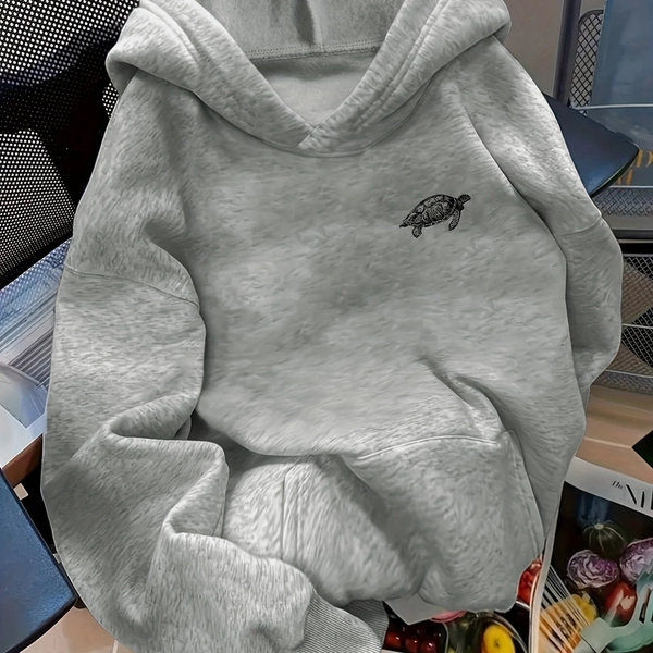 D92 - A Loose-Fitting Hoodie with a Stylish And Versatile Turtle Graphic Print, Suitable for Spring And Autumn, Women'S Wear L14247