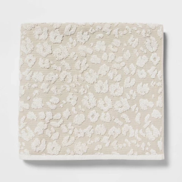 Performance Plus Oversized Bath Towel Cream Leopard - Threshold™: Heavyweight Cotton, Jacquard Terry, Fade-Resistant
