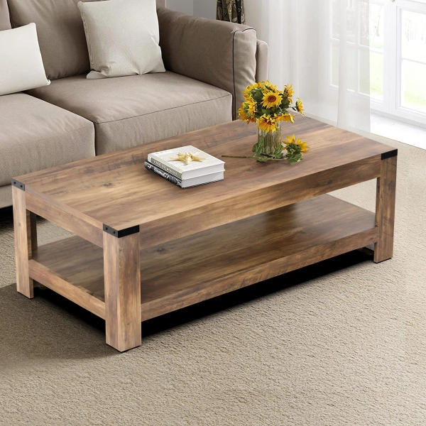 Millwood Pines Damika Rectangular Coffee Table with 2-Tier Storage & Reviews | Wayfair