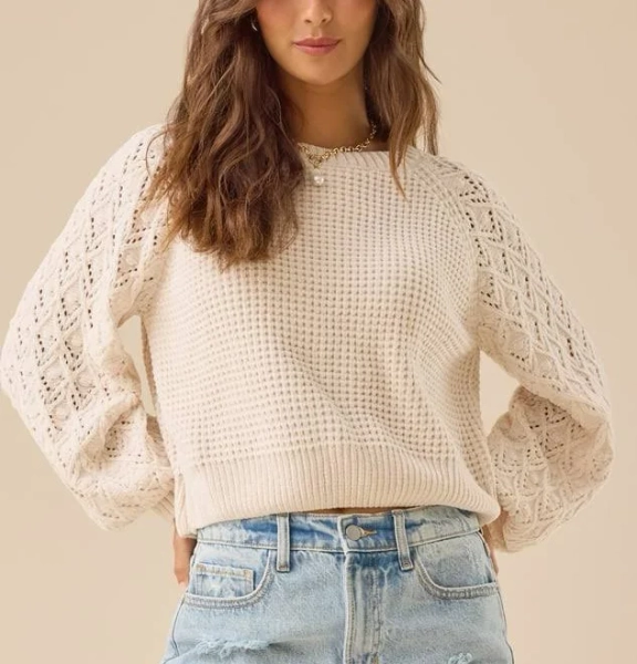 Altar'd State Hailey Chenille Pointelle Sweater