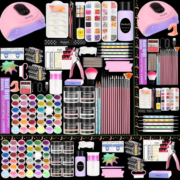 Acrylic Nail Kit with Drill And U V Light Full Nail Kit Set Professional Nail Starter Kit for Beginners Acrylic with Everything