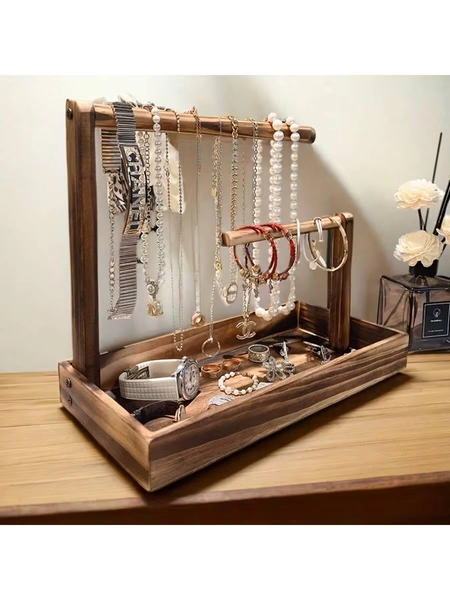 Wooden Jewelry Organizer for Necklaces, Bracelets & Watches