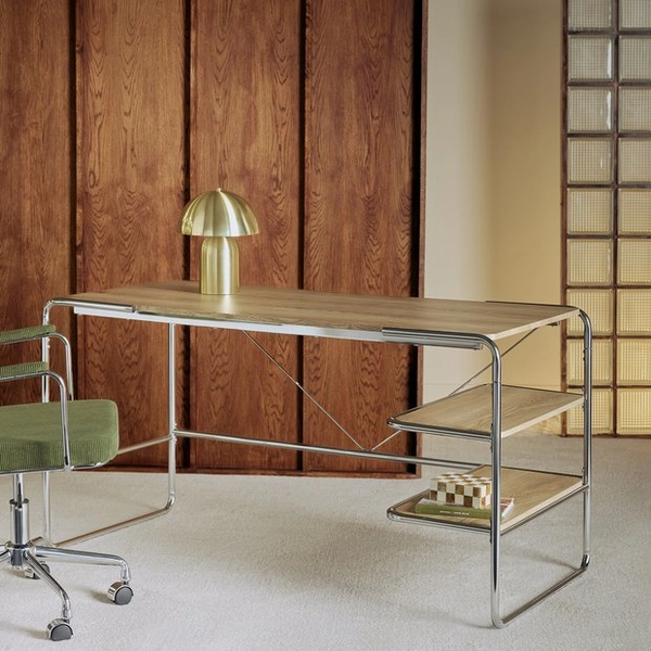Habitat Albers Chrome Office Desk - Natural | Desks | Habitat